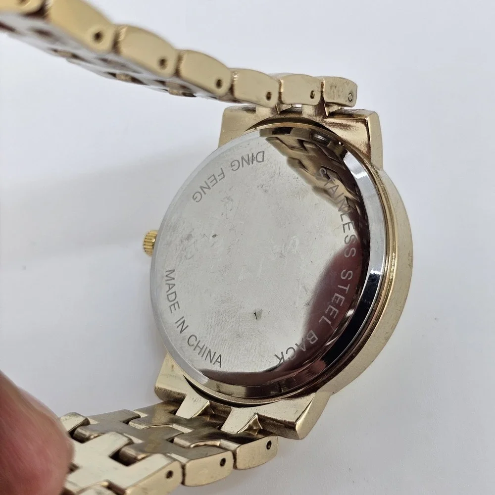 38MM Women's Analog Watch Gold Dial Gold‎ Bracelet Band 7.5